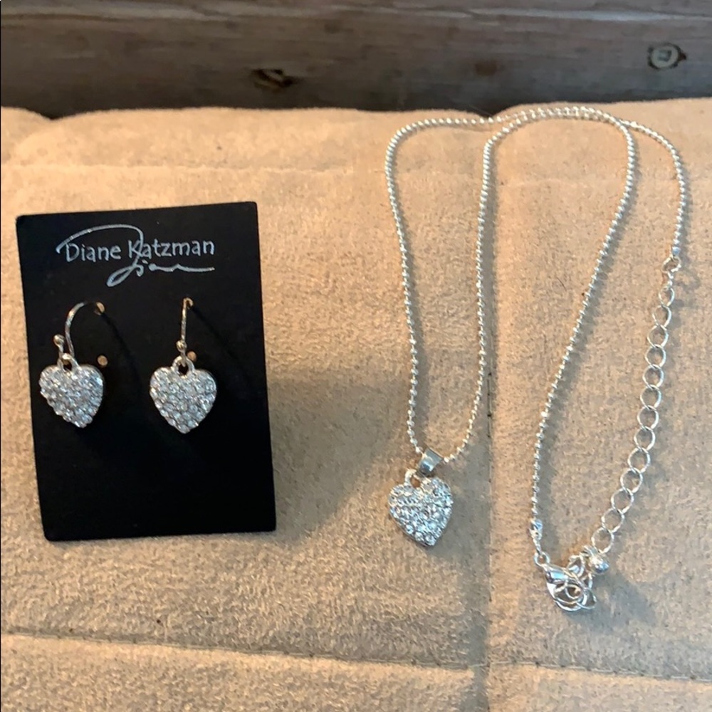 New Diane Katzman rhinestone earrings & necklace